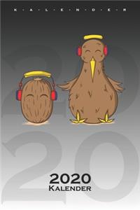 Kiwivogel und Kiwifrucht hören zusammen Musik Kalender 2020
