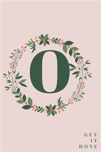 Monogram Initial Letter O Notebook with Rose Pink Floral Journal for Women, Girls Birthday Gift and School