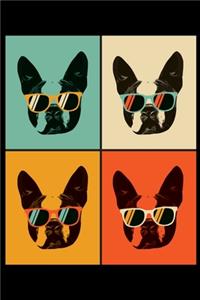Boston Terrier Notebook - Boston Terrier With Sunglasses Journal - Retro Diary
