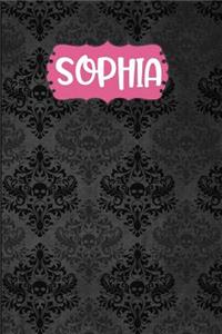 Sophia: Black Gothic Personalized Lined Notebook and Journal for Women and Girls to Write in