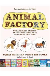 Fun Worksheets for Kids (Animal Factory - Cut and Paste)