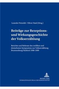 Beitraege Zur Rezeptions- Und Wirkungsgeschichte Der Volkserzaehlung