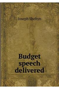 Budget speech delivered