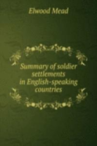 Summary of soldier settlements in English-speaking countries