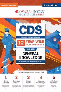 Oswaal CDS Previous Years 12 Solved Question Papers General Knowledge (2018-2023) For 2024 Exam