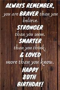 Always Remember You Are Braver Than You Believe Happy 80th Birthday