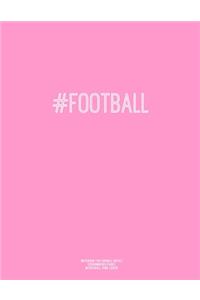Notebook for Cornell Notes, 120 Numbered Pages, #FOOTBALL, Pink Cover