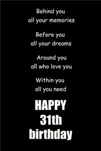 Behind you, all your memories. Before you, all your dreams happy 31th birthday