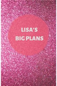 Lisa's Big Plans - Notebook/Journal/Diary - Personalised Girl/Women's Gift - Birthday/Party Bag Filler - 100 lined pages (Dark pink glitter)