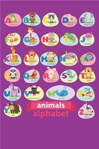 Kindergarten writing paper with lines for Animals Alphabet ABC kids