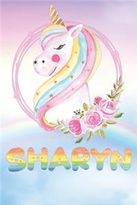 Sharyn: Sharyn's Unicorn Personal Custom Named Diary Planner Calendar Notebook Journal 6x9 Personalized Customized Gift For Someone Who's Surname is Sharyn 