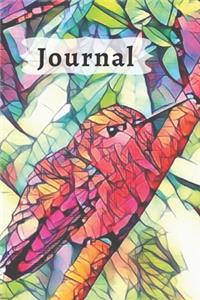 Stained Glass Looking Artwork Purple & Pink Cute Tiny Hummingbird Diary, Pretty Journal for Daily Thoughts