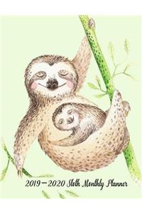 2019-2020 Sloth Monthly Planner