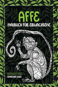 Malbuch für Erwachsene - Einfaches Level - Lustiges Tier - Affe