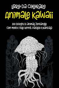 Animale Kawaii - Libro da colorare - 100 disegni di animali Zentangle con motivi stile henné, Paisley e Mandala