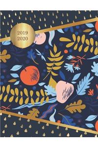 2019 - 2020: Modern Lush Botanical Cover in Deep Blue - Weekly Planner / Organizer with Gratitude Section, Habit & Mood Tracker - Combine Productivity and Mindfu