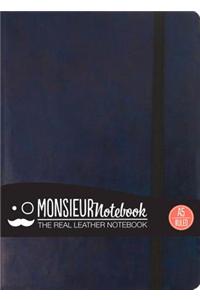 Monsieur Notebook Leather Journal - Navy Ruled Medium A5
