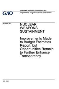 Nuclear weapons sustainment, improvements made to budget estimates report, but opportunities remain to further enhance transparency