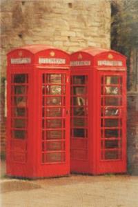 2 Telephone Booths - Blank Notebook with Fleur de Lis Corners