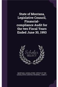 State of Montana, Legislative Council, Financial-Compliance Audit for the Two Fiscal Years Ended June 30, 1993