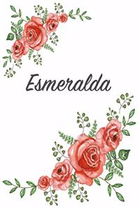 Esmeralda: Personalized Composition Notebook - Vintage Floral Pattern (Red Rose Blooms). College Ruled (Lined) Journal for School Notes, Diary, Journaling. Flo