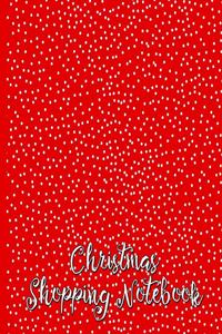 Christmas Shopping Notebook Modern Snow on Red Background