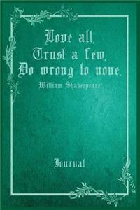 Love All, Trust a Few, Do Wrong to None. William Shakespeare Journal