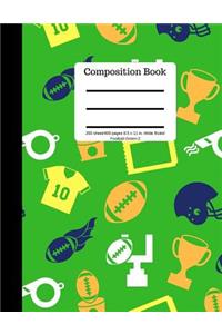 Composition Book 200 Sheet/400 Pages 8.5 X 11 In.-Wide Ruled-Football-Green-2