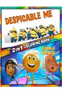 2 in 1 Coloring Book Despicable Me and Emoji Movie: Best Coloring Book for Children and Adults, Set 2 in 1 Coloring Book, Easy and Exciting Drawings of Your Loved Characters and Cartoons