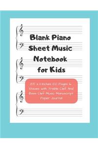 Blank Piano Sheet Music Notebook for Kids