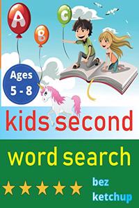 kids second word search: Easy Large Print Word Find Puzzles for Kids - Color in the words and unicorns!