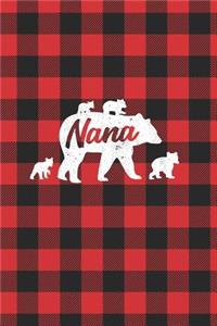 Nana: Lumberjack Buffalo Plaid Family Bear Nana Grandma 4 Cub Journal Notebook