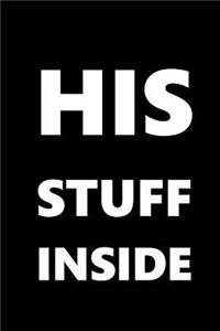 His Stuff Inside Journal For Men White Font On Black Design