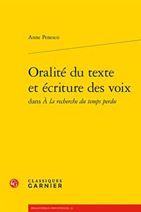 Oralite Du Texte Et Ecriture Des Voix