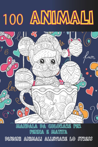 Mandala da colorare per penna e matita - Disegni animali alleviare lo stress - 100 Animali