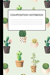 Cute Watercolor Cactus Succulents: Composition Notebook - Ideal For Note Taking, Diary Entries, Record Keeping, Reminders, Shopping Lists And More!