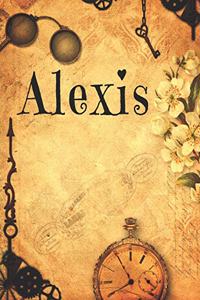 Alexis: The perfect personalized blank lined steampunk notebook journal diary for anyone named Alexis