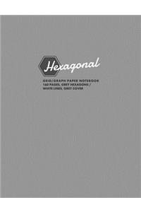 Hexagonal Grid/Graph Paper Notebook, 160 Pages, Grey Hexagons / White Lines, Grey Cover