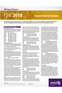 CPT 2018 Express Reference Card: General/Internal Medicine