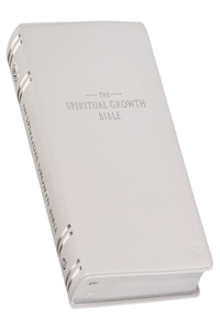Spiritual Growth Bible, Study Bible, NLT - New Living Translation Holy Bible, Premium Full Grain Leather, White
