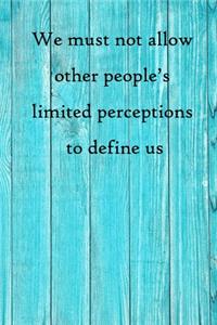 We must not allow other people's limited perceptions to define us