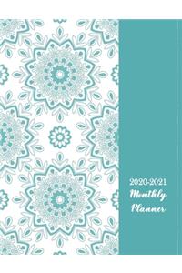 2020-2021 Monthly Planner: Teal Floral Two Year (24 Months) Monthly Calendar Planner with Inspirational Quotes- Holidays and Observances