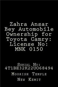 Zahra Ansar Bey Automobile Ownership for Toyota Camry