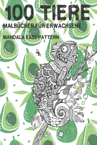 Malbücher für Erwachsene - Mandala Easy Pattern - 100 Tiere