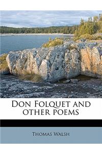 Don Folquet and Other Poems