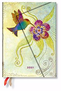 Hummingbird (Whimsical Creations) Midi 12-month Day-at-a-Time Dayplanner 2021 (Wrap Closure)