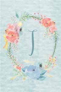 2020 Weekly Calendar Planner - Letter I - Light Blue and Pink Floral Design
