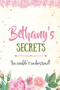 Bethany's Secrets personalized name notebook for girls and women