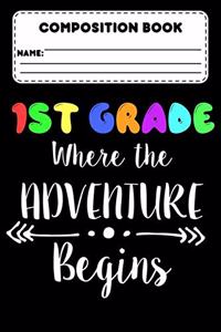 Composition Book 1st Grade Where The Adventure Begins