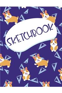 Sketchbook: A Large Cute Unicorn Corgi Blank Sketchbook for Girls Doodling, Drawing